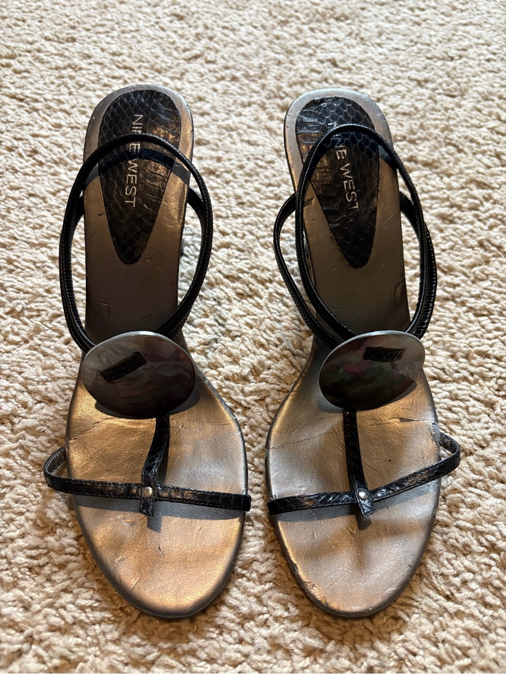 Nine West Strappy Abalone Shell Heels